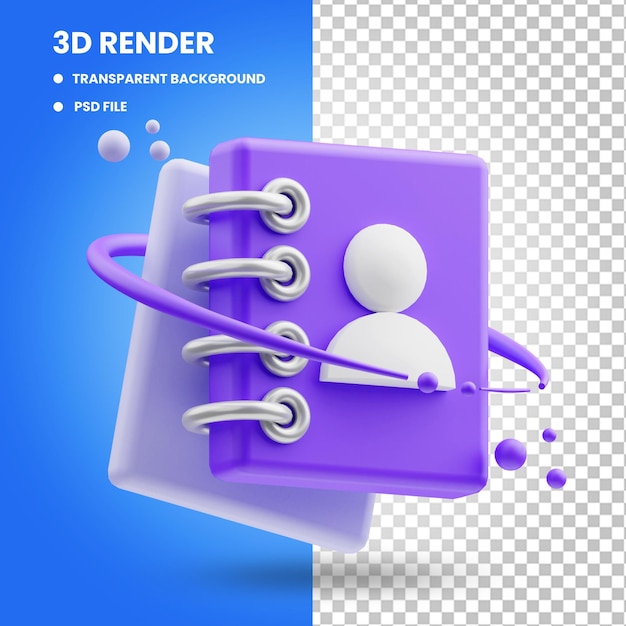 Renderização 3d da ilustração do ícone de contato