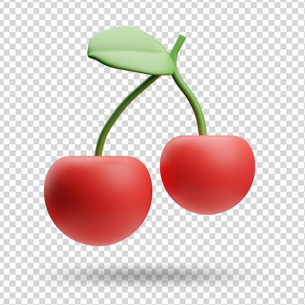 PSD renderização 3d da ilustração do ícone de frutas cereja