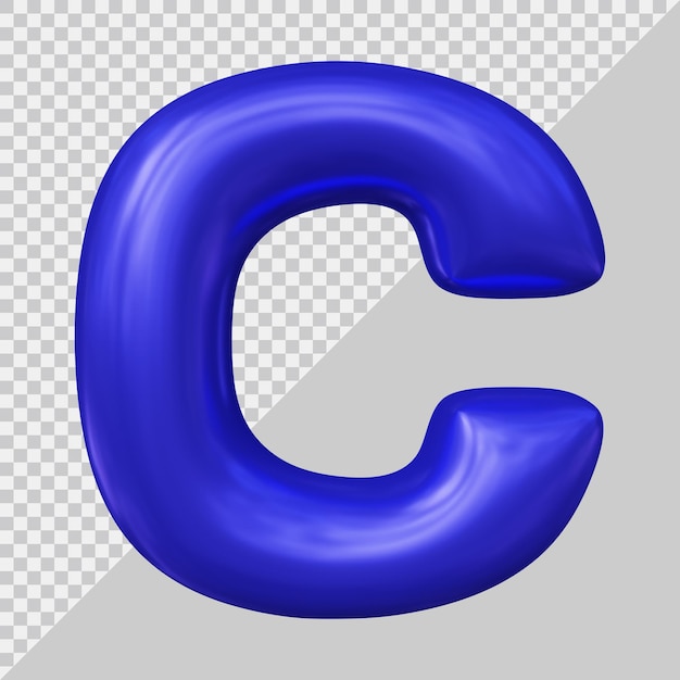 renderização 3D da letra do alfabeto c com estilo moderno