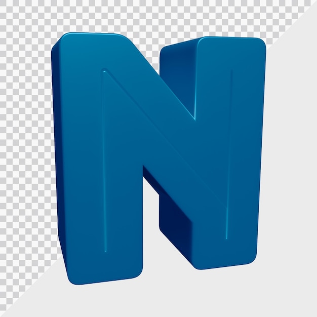 Renderização 3D da letra do alfabeto n