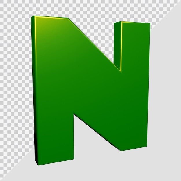 Renderização 3D da letra do alfabeto n