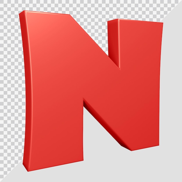 Renderização 3D da letra do alfabeto n