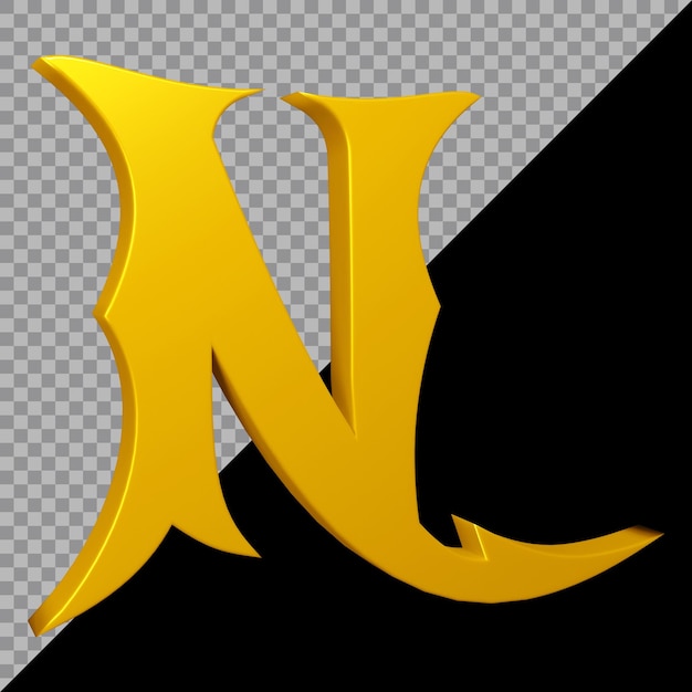 Renderização 3D da letra do alfabeto n