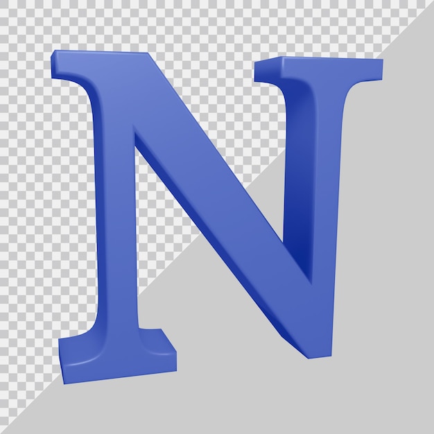 Renderização 3D da letra do alfabeto n