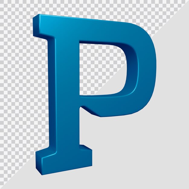 Renderização 3D da letra do alfabeto p