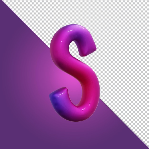 renderização 3D da letra do alfabeto s isolada