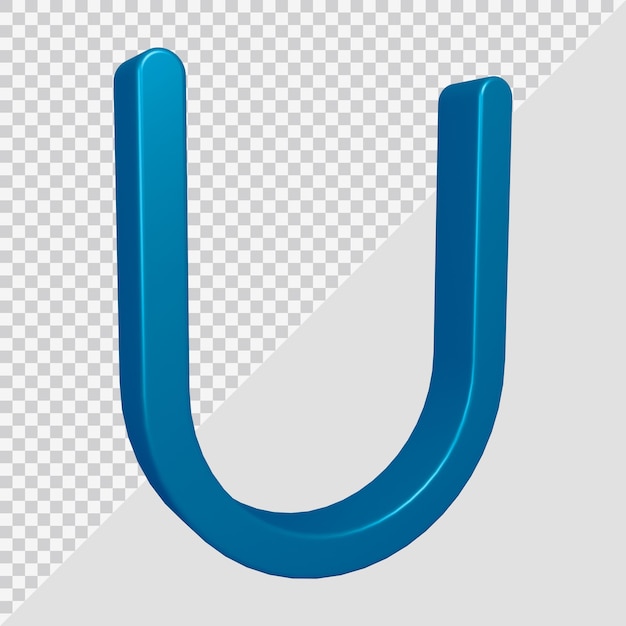Renderização 3D da letra do alfabeto u