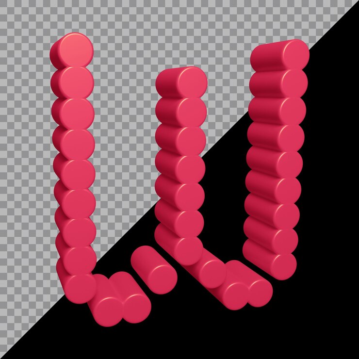 PSD renderização 3d da letra do alfabeto w