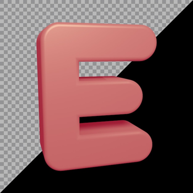 Renderização 3d da letra e do alfabeto