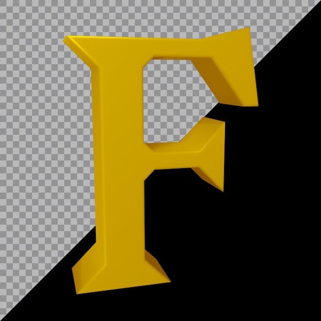 PSD renderização 3d da letra f do alfabeto