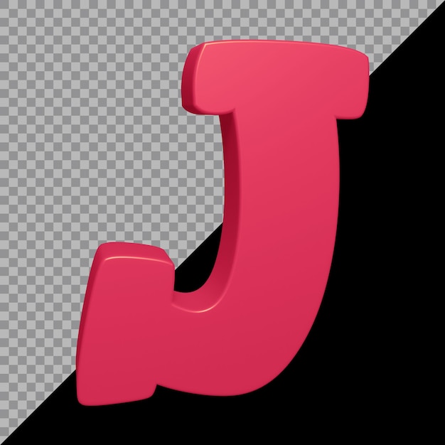 Renderização 3D da letra j do alfabeto