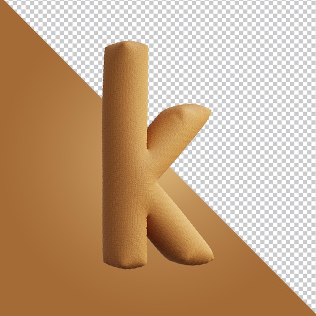 PSD renderização 3d da letra k do alfabeto isolada