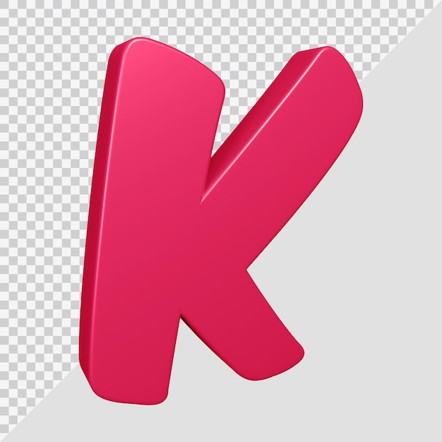 Renderização 3d da letra k do alfabeto