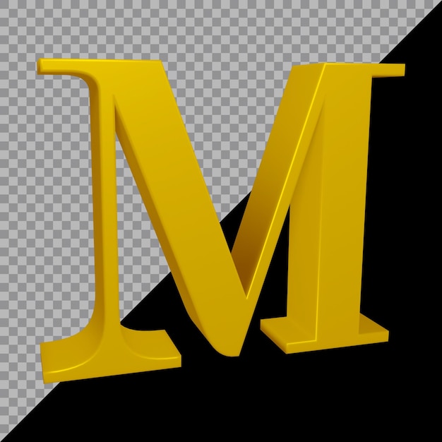 PSD renderização 3d da letra m do alfabeto
