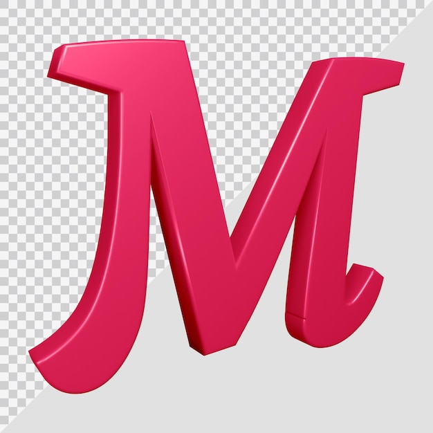 PSD renderização 3d da letra m do alfabeto