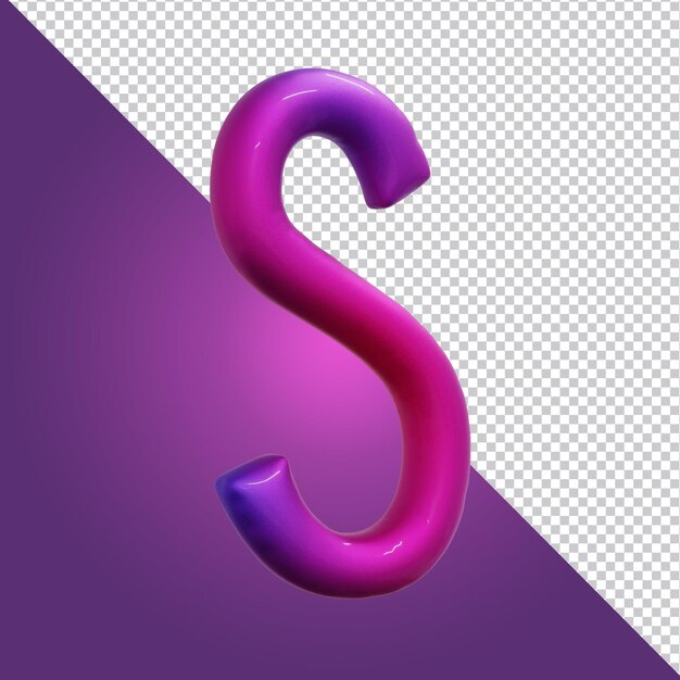 renderização 3D da letra S do alfabeto isolada