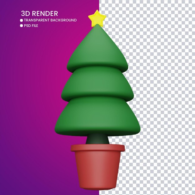 renderização 3D da linda árvore de Natal