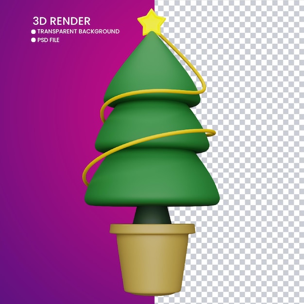 PSD renderização 3d da linda árvore de natal