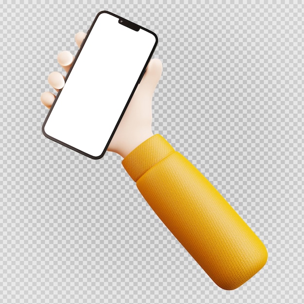 PSD renderização 3d da mão segurando o smartphone