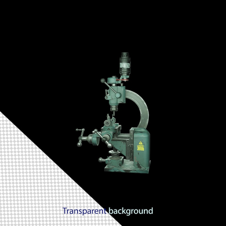 PSD renderização 3d da máquina de perfuração com fundo transparente
