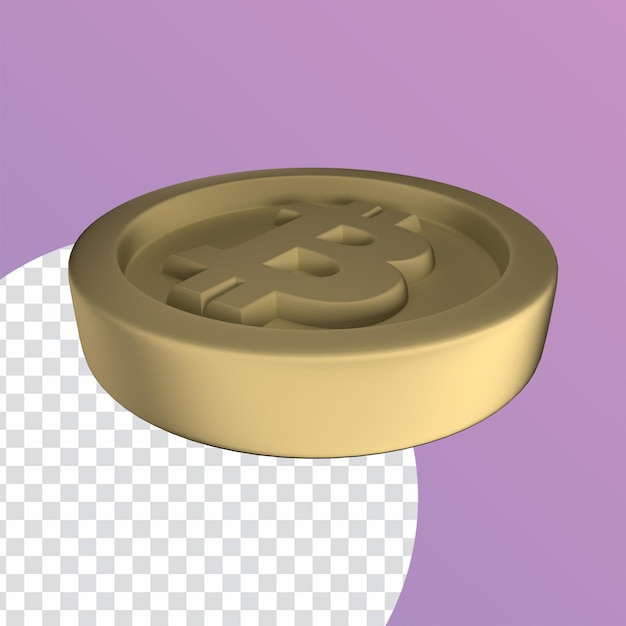 PSD renderização 3d da moeda bitcoin btc