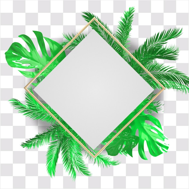 Renderização 3d da placa de verão de decoração de losango branco