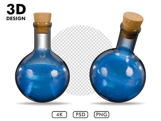 Renderização 3D da Poção Azul Isolada