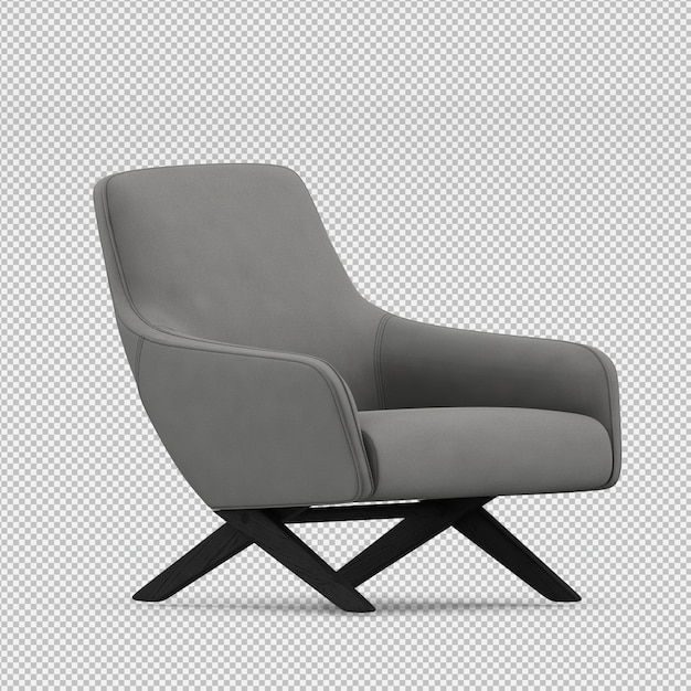 Renderização 3D da poltrona isométrica