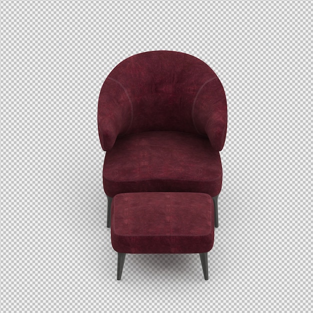 Renderização 3D da poltrona isométrica