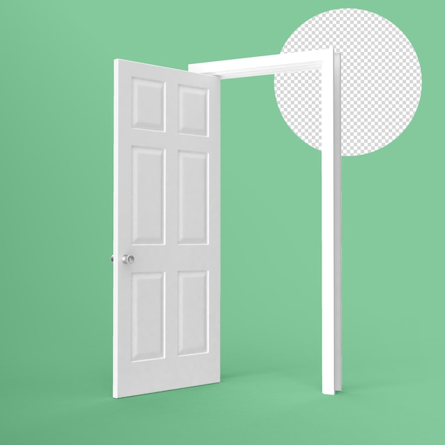 Renderização 3D da porta aberta isolada
