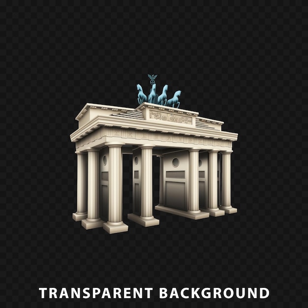 PSD renderização 3d da porta de brandeburgo isolada em fundo transparente