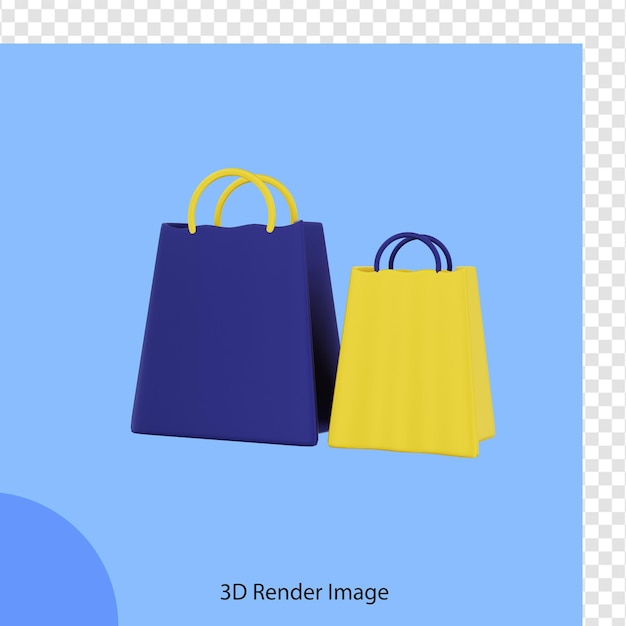 Renderização 3d da sacola de compras de comércio eletrônico