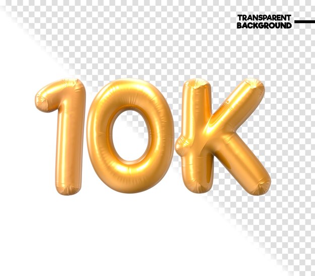 PSD renderização 3d de 10k number gold