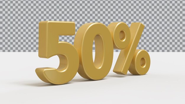 Renderização 3d de 50 por cento de luxo dourado