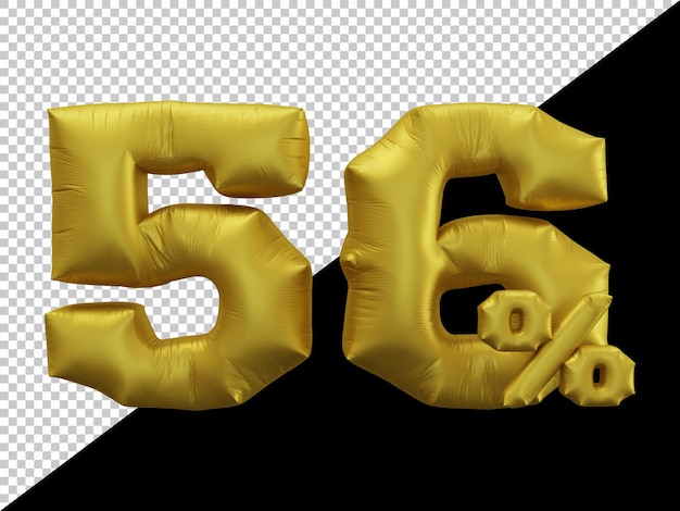 PSD renderização 3d de 56 por cento de balão de ouro