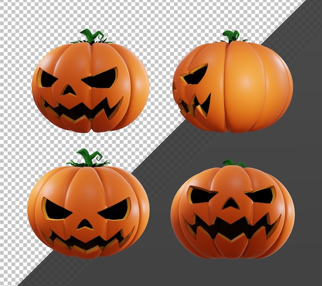 Renderização 3d de abóbora assustadora de halloween