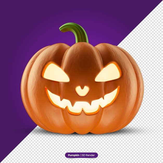 PSD renderização 3d de abóbora de halloween realista