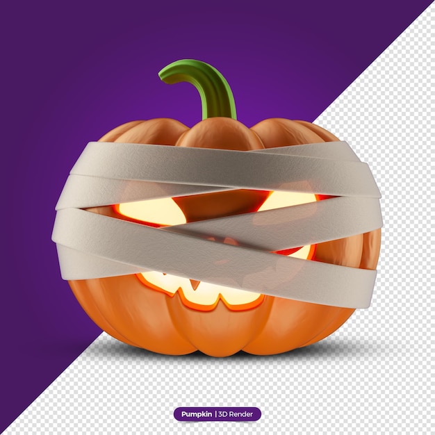 PSD renderização 3d de abóbora de halloween realista