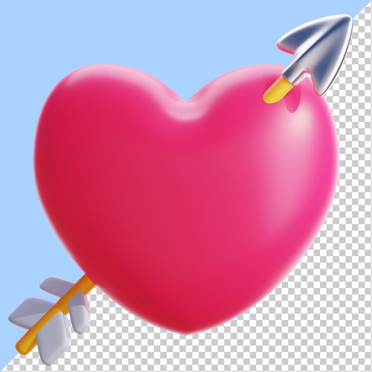 PSD renderização 3d de amor com ilustração de seta cupido