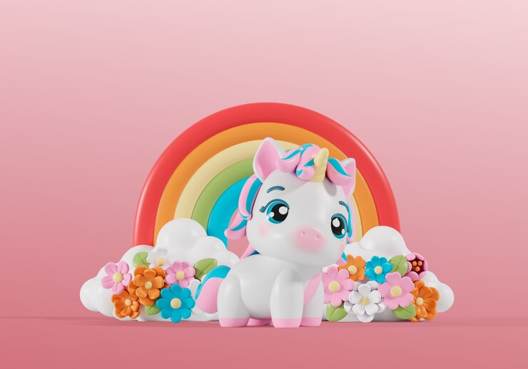 PSD renderização 3d de animais kawaii natureza morta