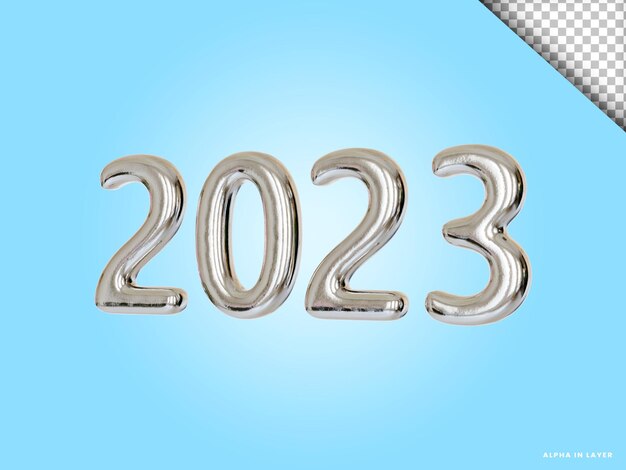 Renderização 3D de Ano Novo Número 2023