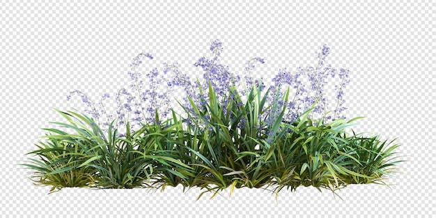 PSD renderização 3d de arranjos de arbustos e plantas