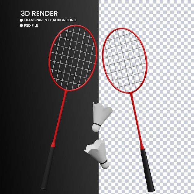 Renderização 3d de badminton fofo