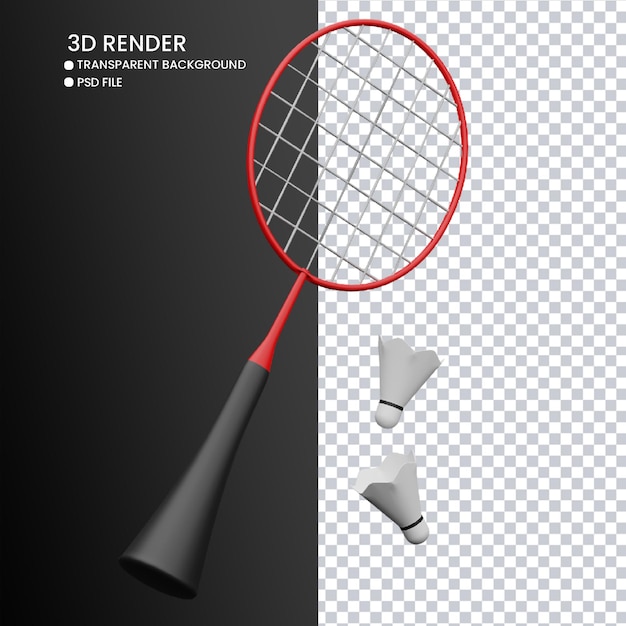 renderização 3D de badminton fofo