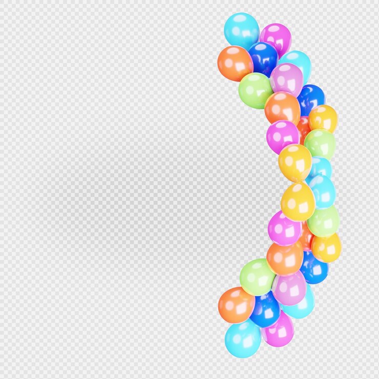PSD renderização 3d de balões coloridos isolados com traçado de recorte