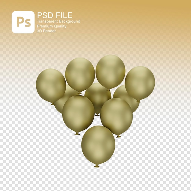 PSD renderização 3d de balões de ouro voadores