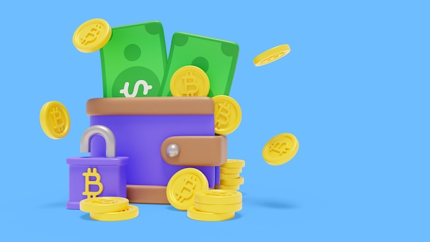 renderização 3D de bitcoin