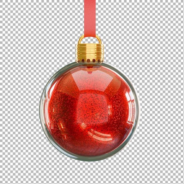 PSD renderização 3d de bola de natal com conceito de natal em fundo transparente, traçado de recorte