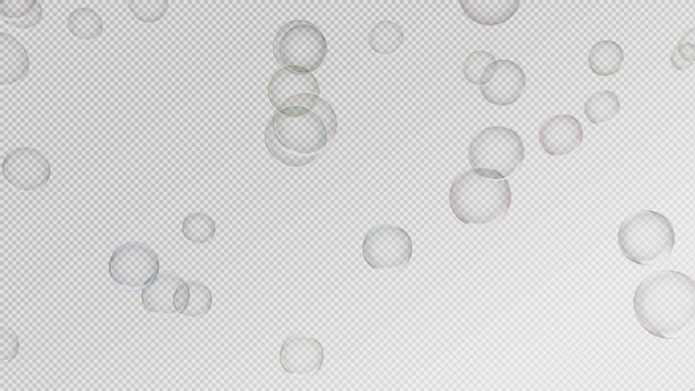 PSD renderização 3d de bolhas de sabão isoladas com transparente