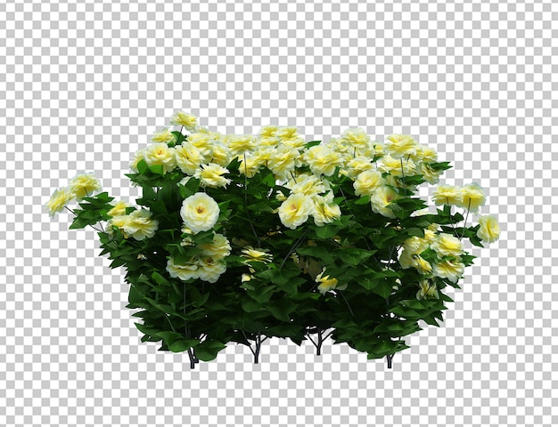 Renderização 3D de Brush Tree com flores isoladas